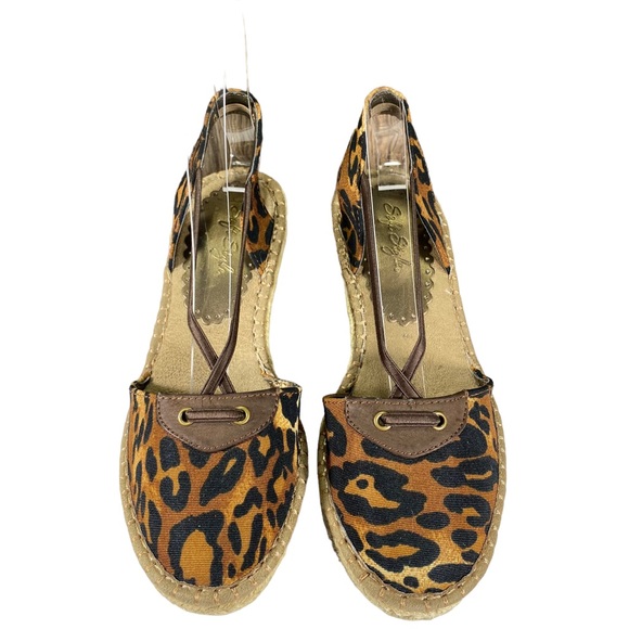 Soft Style Leopard Print Ankle Strap Wedges Womens Shoes Size 5.5 - Picture 4 of 10